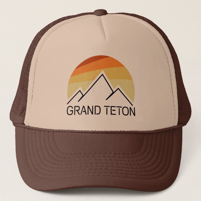 Grand Teton Wyoming Retro Truckerkappe (Vorderseite)