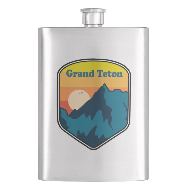 Grand Teton Wyoming Sunrise Flachmann (Vorderseite)