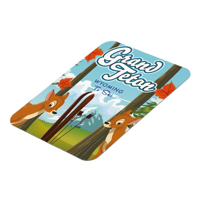 Grand Teton Wyoming zum Skifahren. Magnet (Linke Seite)