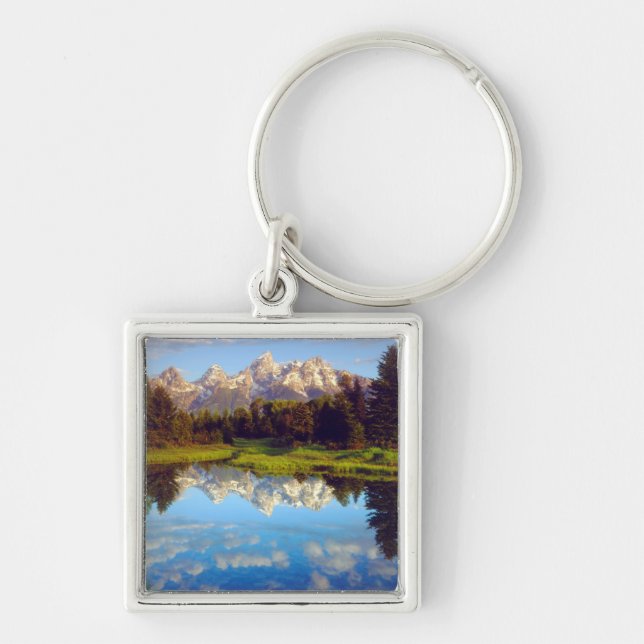 Grand Tetons, die im Fluss Snake reflektieren Schlüsselanhänger (Vorne)
