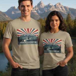 Grand Tetons Patriotisches Abenteuer Herren T-Shir Tri-Blend Shirt
