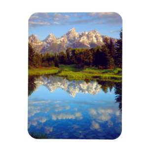Grand Tetons spiegeln sich im Snake River Magnet