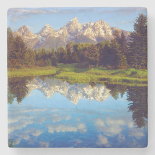 Grand Tetons spiegeln sich im Snake River Steinuntersetzer