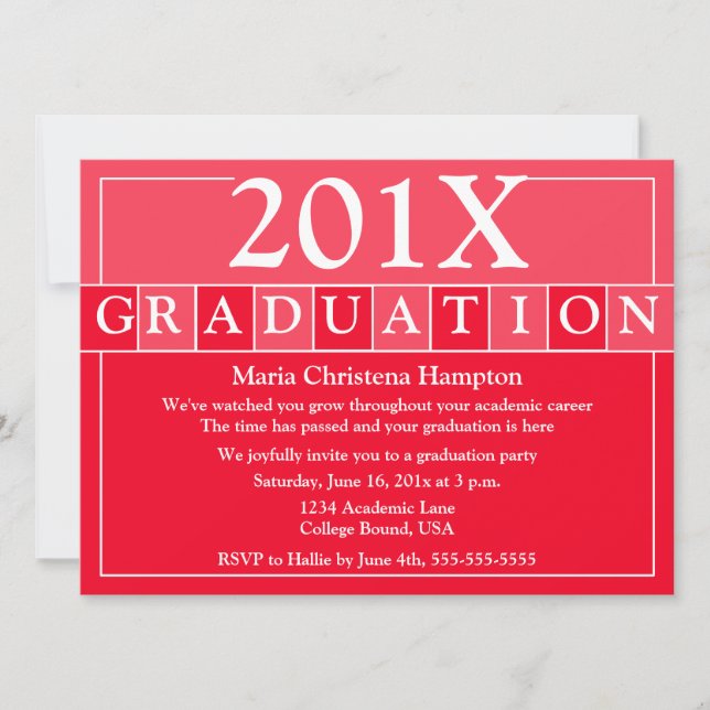 Grand Tiles Invitation (rot) Einladung (Vorderseite)