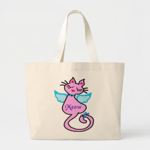 Grand Tote Bag »¦๑Sac à main géant Swanky Angelic Kitty๑¦«