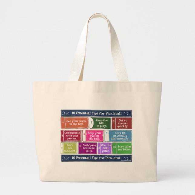 Grand Tote Bag 10 bouts essentiels pour Pickleball (Devant)