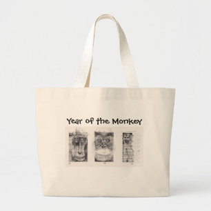 Grand Tote Bag 3 Singes Chinois Nouvel An Zodiac