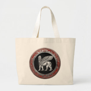 Grand Tote Bag [600] Lion assyrien ailli - Lamassu argenté