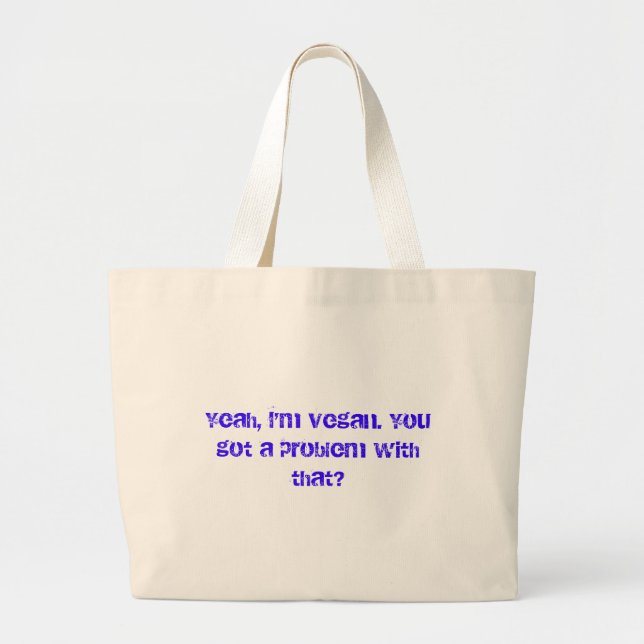 Grand Tote Bag A - Petit-Trop-Fier-Végétalien fourre-tout (Devant)
