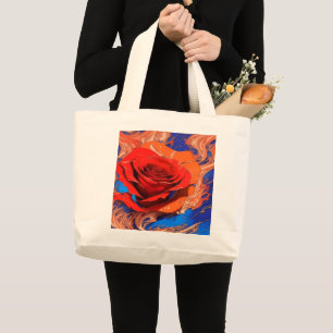Grand Tote Bag Abstrait artistique Rose marbré