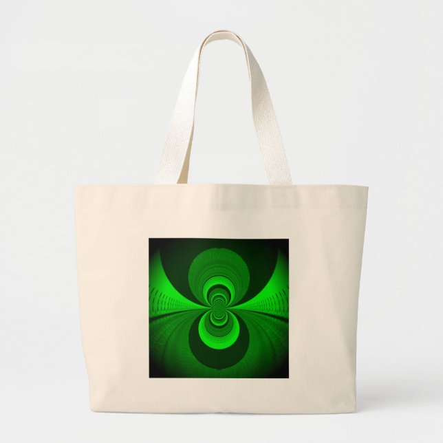 Grand Tote Bag Abstrait vert clair Motif Kaleidoscope Super (Devant)