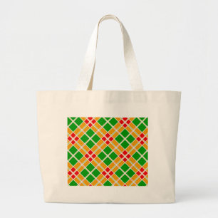Grand Tote Bag Accessoire motif jaune argyl vert brillant