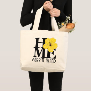 Grand Tote Bag ACCUEIL Île Merritt Hibiscus jaune