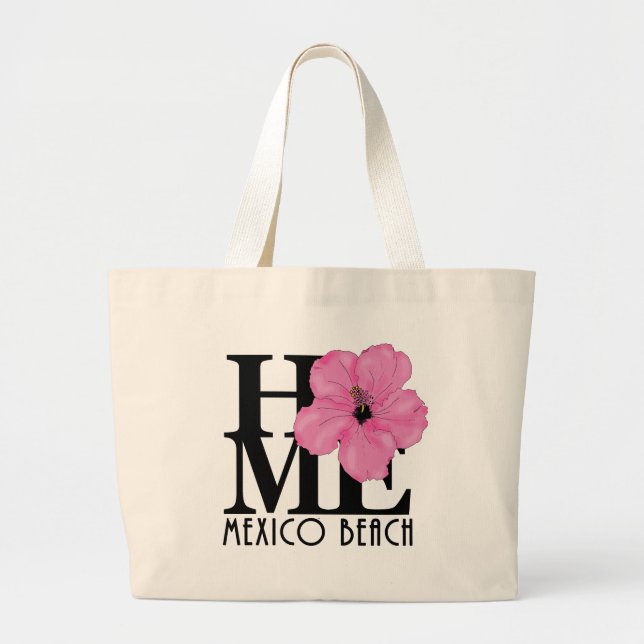 Grand Tote Bag ACCUEIL Mexique Plage Hibiscus rose (Devant)