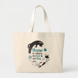 Grand Tote Bag Accueil où sont mon chat et mon chien