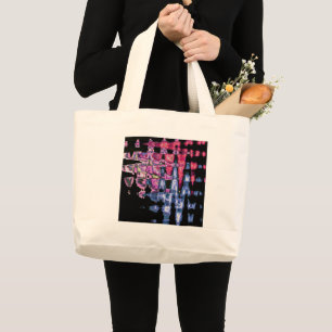 Grand Tote Bag Achempong Modern Synthwave : Rose Bleu Abstrait 