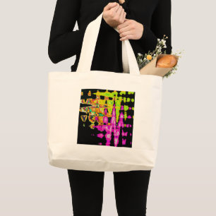 Grand Tote Bag Achempong Neon Crimson : Art abstrait de glitch  