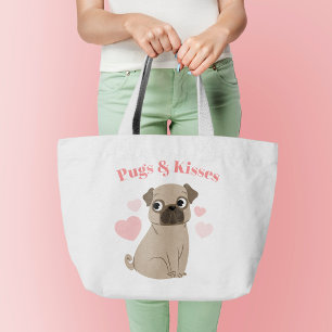 Grand Tote Bag Adorable Carlin Chiot "Carlins et baisers"