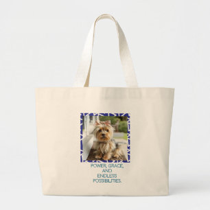 Grand Tote Bag "Adorable Fluffy Yorkshire Terrier sur le Porch