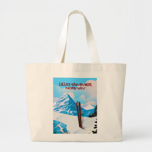 Grand Tote Bag Affiche de ski de Lillehammer Norvège.