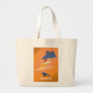 Grand Tote Bag Affiche de voyage carte illustrée du Maroc.