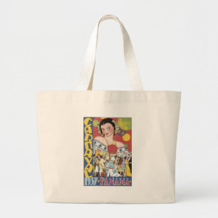 Grand Tote Bag Affiche de voyage du Carnaval Vintage de 1937 au P