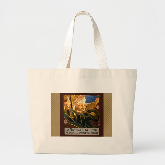 Grand Tote Bag Affiche italienne Riviera Europe Italy Travel (Devant)