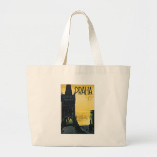 Grand Tote Bag Affiche vintage de Praha