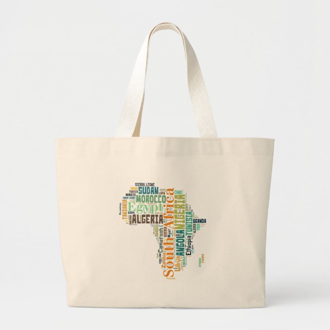 Grand Tote Bag Afrique Word Art (Devant)