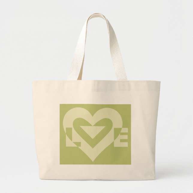 Grand Tote Bag Aimer Deux Tons Sage Vert (Devant)