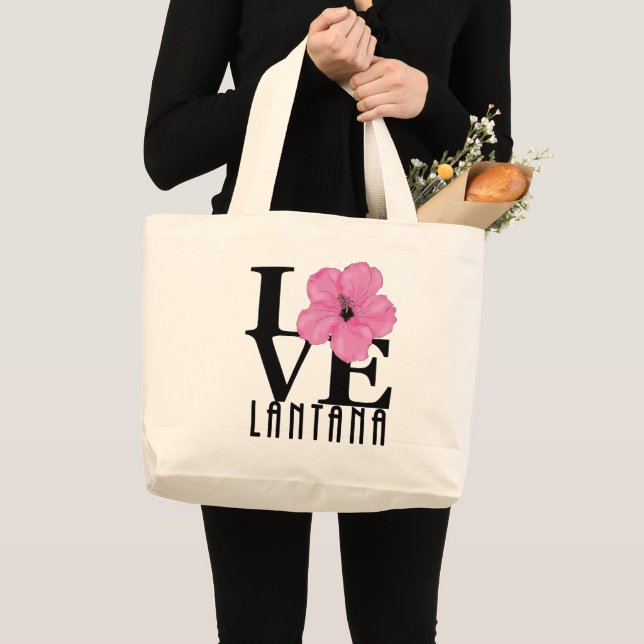 Grand Tote Bag AIMER Lantana rose Hibiscus (Devant (produit))
