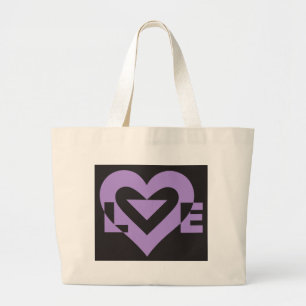 Grand Tote Bag Aimer violet sur noir