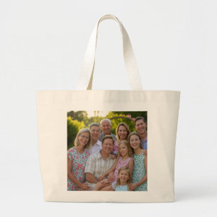 Grand Tote Bag Ajouter une Personnaliser photo de réunion de fami