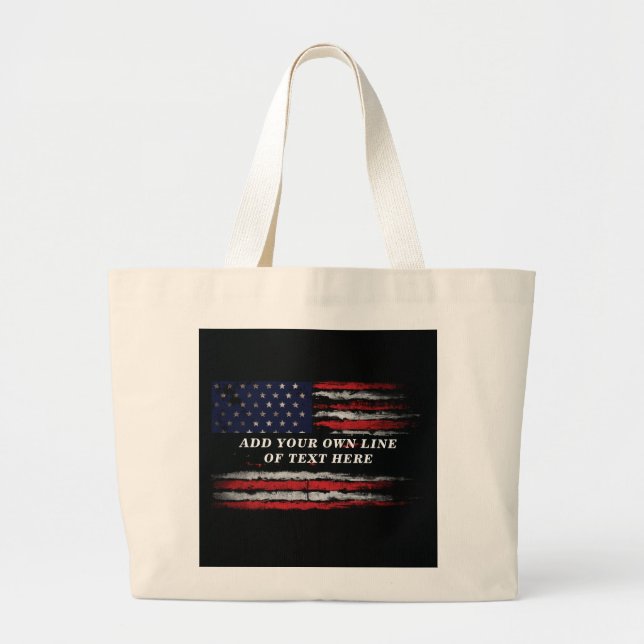 Grand Tote Bag Ajouter votre propre texte sur grunge American fla (Devant)