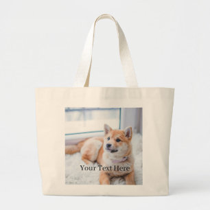 Grand Tote Bag Ajoutez Votre Photo et Texte 2 Faces Personnalisée
