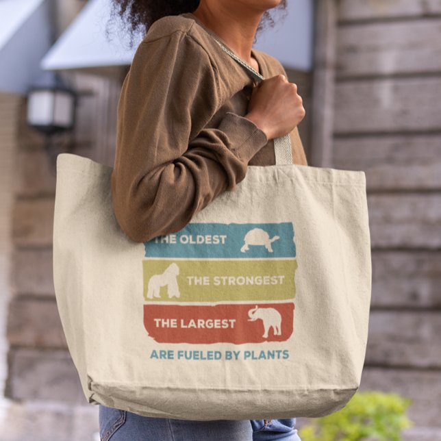 Grand Tote Bag Alimenté par des animaux végétaliens Plante (Créateur téléchargé)