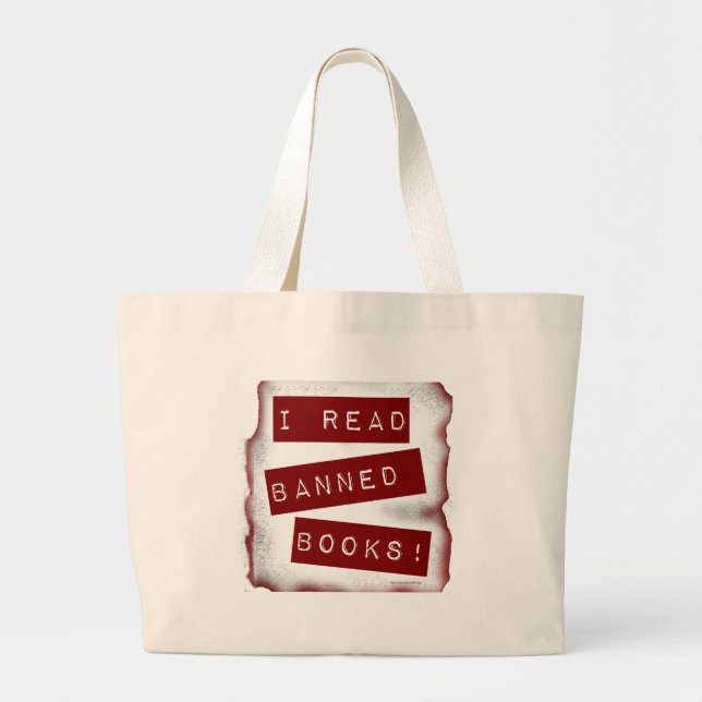 Grand Tote Bag Aller Lire Livres Interdits Bookworm Motto (Devant)