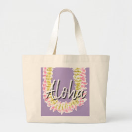 Grand Tote Bag Aloha Hawaiian Plumeria Lei Elegant Floral Pastel