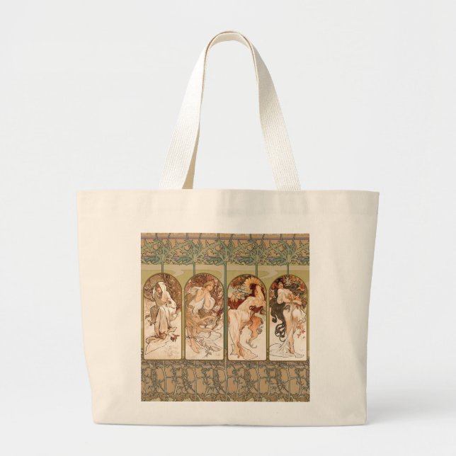 Grand Tote Bag Alphonse Mucha The Seasons 1897 Art Nouveau (Devant)