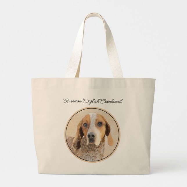 Grand Tote Bag American Anglais Conhound Redtick Peinture Chien (Dos)