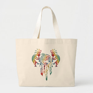 Grand Tote Bag Amérindien Kokopelli Whale Dreamcatcher 1