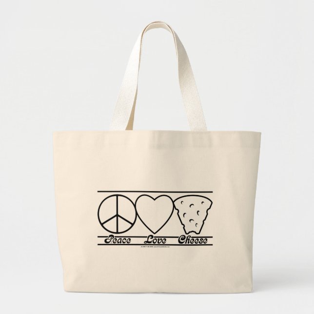 Grand Tote Bag Amour et fromage de paix (Devant)