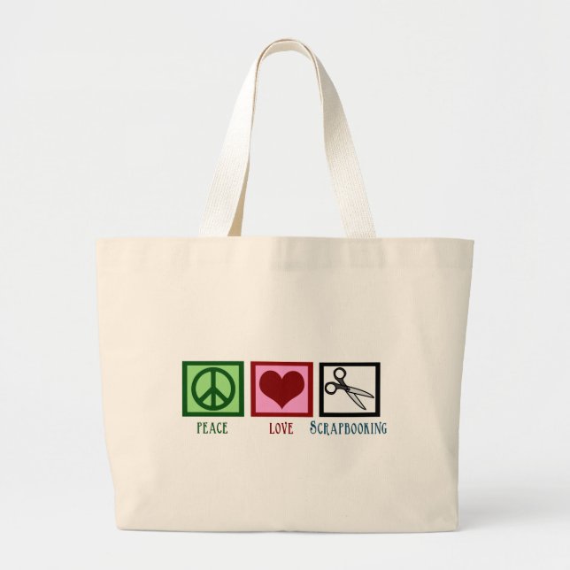 Grand Tote Bag Amour Scrapbooking de paix (Devant)