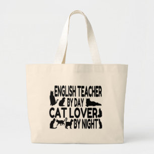 Grand Tote Bag Amoureux des chats enseignant anglais