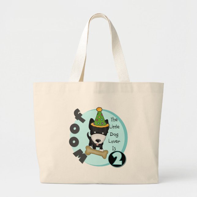 Grand Tote Bag Amoureux des chiens 2e anniversaire Tshirts et cad (Devant)
