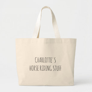 Grand Tote Bag Amusant cheval équestre équitation Nom de l'animal