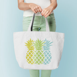 Grand Tote Bag Ananas colorés