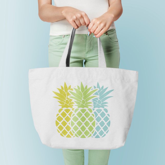 Grand Tote Bag Ananas colorés (Créateur téléchargé)