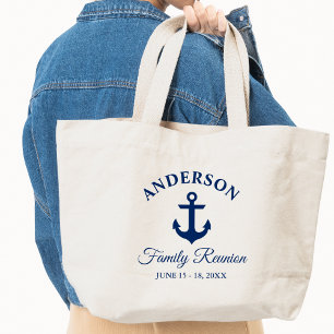Grand Tote Bag Ancre Bleue Marine Nautique Réunion de famille