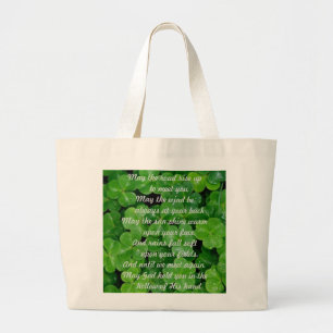 Grand Tote Bag Ange irlandais en verre souillé sur le trèfle